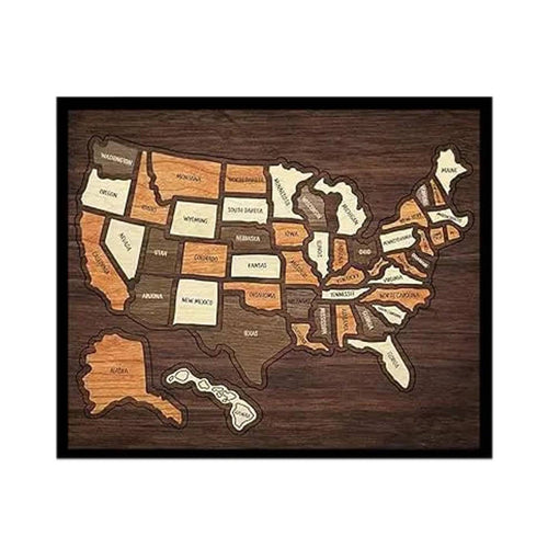 American Travel Chart Puzzle Interactive Decor American Destination Unique Gift United Regions Wall Art Puzzle for Couples
