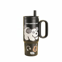 Leak-Proof Large Capacity Travel Tumbler Double-Wall Design Tumbler with Handle and Straw Drinkware for Office