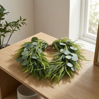 Heart-Shaped Wreath Easy to Hang Fern and Eucalyptus Wreath Full for Entryway