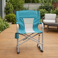 Folding Rocking Chair Padded High-Back Camping Chair Portable for Campers, Anglers, Tailgating, Patio