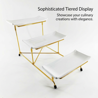 Foldable Metal Cake Stand, 3 Tier Dessert Stand for Parties, Afternoon Tea Serving Plate, Cupcake Display Stand, Reusable Cake Stand