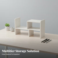 Adjustable Desktop Organizer Easy Assembly Adjustable 2-Piece Shelf Sturdy Construction