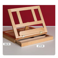 Beechwood Desktop Sketchbox Easel Portable Artist Box with Easel Foldable Art Supply Natural Wood for Studio Work