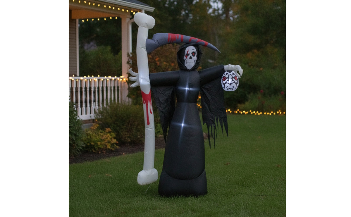 Realistic Inflatable Grim Reaper with Blade Eye-Catching Inflatable Grim Reaper Tall Giant for Yard, Garden, Porch