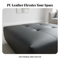 Square Block Stool Minimalist Design Upholstered Cube Seat connectable Padded Top for Bedroom, Home Office