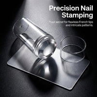 Manicure Stamping Kit with Transparent Template, Reusable Nail Design for Technicians, French Tip Decoration Set