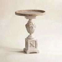 Accent Table with Pedestal Base Carved Round Side Table Decorative for Boutique
