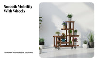Wooden Flower Rack High-Temperature Carbonization Wooden Plant Shelf Multi-Tier Plant Stand Easy Assembly Tiered Planter Display