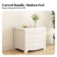 End Table with Woven Drawer Japanese aesthetic Nightstand Rattan Weave for Hallway