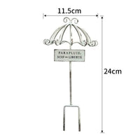 Umbrella Garden Stake Easy Setup Wrought Iron Plant Pick Weather Resistant