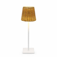 Portable Rechargeable Lamp with Rattan Shade USB-C Cordless Table Lamp with Woven Shade Boho Small for Restaurant