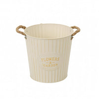 Metal Flower Pail Planter Rope Handles Garden Decor Decorative Accent