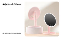 Collapsible Illuminated portable Built-in light-emitting diode Light Makeup Mirror for on-the-mobileers