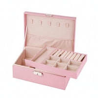 Leather-Like Double-Layer Jewelry Box Hard-Shell Jewelry Box with Removable Tray Multi-Compartment Long-Lasting for Women, Travelers, Dressing Table, Travel