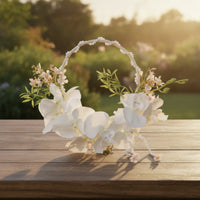 Wreath Bouquet with Pearl Handle Beaded Decorations Faux for Bridal Photoshoots