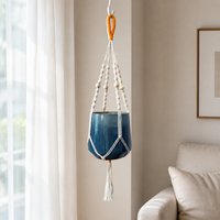 Black Rope Hanging Planter, Hand-Woven Macrame Plant Hanger, Indoor Outdoor Hanging Basket for Home Decor, 3 Pieces