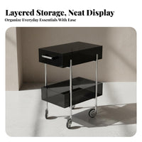 2-Tier Rolling Utility Trolley Light Luxury Design 2-Tier Utility Utility