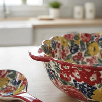 2 Pieces Peony Pattern Soup Tureen Underglaze Color for Kitchen