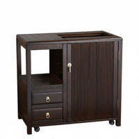 Mobile Tea Station Integrated Kettle Stand Multi-Tier Rolling Cart Dense Wood Construction on Wheels for Adults, Office, Parties