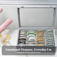 Large Capacity Bangle Display Case Dust-Proof Velvet Lined Jewelry Tray Multi-Functional for Women, Gift Givers, Vanity, Bedroom, Closet