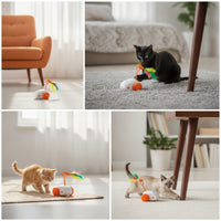 Self-Moving Interactive Cat Toy Obstacle-Avoidance Cat Toy with Wand Automatic Electric for Cats, Kittens, Apartment