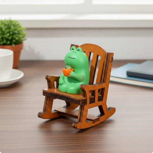 3 Pieces Frog Rocking Chair Ornament Cute House Decoration Stress Relief