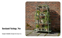 Floor-Standing 4-Tier Foldable Pot Holder Multi-Tiered Plant Stand Vintage aesthetic Display Rack Space-Saving for Gardeners, Homeowners, Balcony, Living Room, Patio