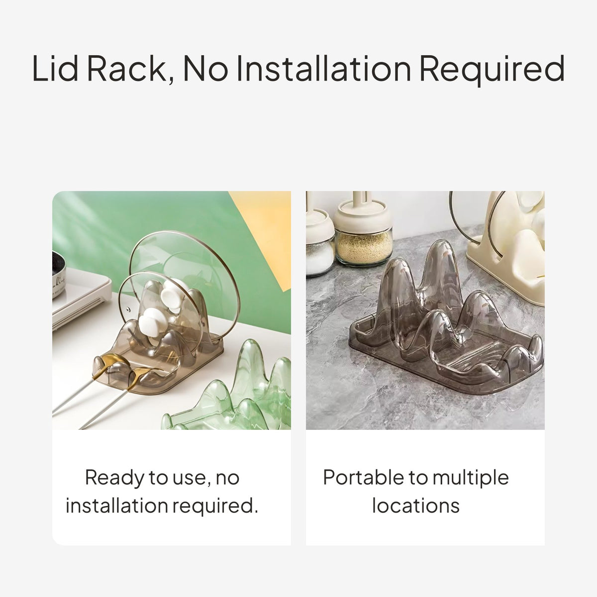 Kitchen Lid Holder with Draining Rack, Countertop Organizer