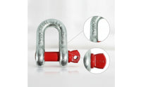 Shackle with Red Pin Compact Bow Shackle Textured Clevis for Riggers, Mechanics, Rigging, Towing, Workshops