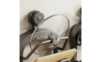Multi-Functional Dual Tier Kitchen Storage Rack Space Saving Suction Cup Pot Lid Holder Sturdy No Drill Pot Lid Organizer Waterproof