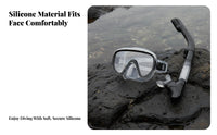 Tempered Glass Lens Snorkel Set Adjustable Strap Anti-Fog Diving Mask Set Ergonomic Fit for Snorkelers, Beginners, Beach, Vacation, Swimming