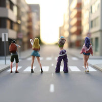 Street Photo Girl Figurines Detailed Paint Miniature Scene People for Collectors