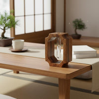 Walnut Wood Vase Japanese Design Test Tube Vase Creative Ornament for Table