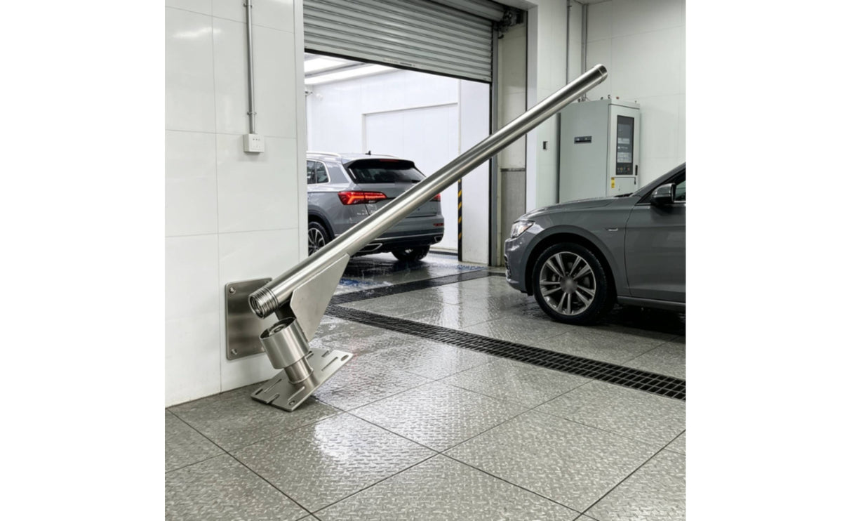 Durable Stainless Steel Straight Suction Arm with Base Plate Hardware for High-traffic Car Wash Stations