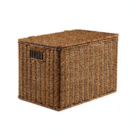 Lidded Storage Box Multipurpose Braided Container Box Dust-Resistant Lid Household Organizer for Study