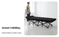 Foldable Design Office Rest Bed Quick Unfold Single Folding Cot Space-Saving Collapsible Sleeping Bed No Assembly Required for Caregivers, Guests, Campers, Hospital
