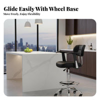 360-Degree Swivel Adjustable Rolling Drafting Chair Circular Footrest Task Stool Thick Padded Cushion Office Furniture Ergonomic Design for Receptionists, Cashiers, Architects