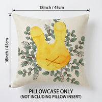 Easter Pillow Cover 18 x 18 Inch Invisible Zipper Easter Throw Pillowcase Soft Material Hare Pattern Pillow Cover for Homeowners, Decorators, Living Room, Sofa