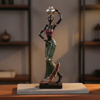 2 Pieces African Woman Figurine Cultural Decor African Women Statues Handmade