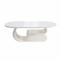 Dual-Level Oval Coffee Table Minimalist Design Household Furniture With Storage Shelf Small Space Solution