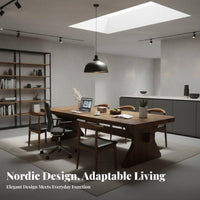 Rectangular Pedestal Table Nordic Design Dining Furniture Grain Kitchen Island for Homeowners, Hosts, Living Room, Home Office, Morning Dining Corner