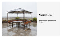 Weather Resistant Gazebo with Bench and Swing Sun Protection Garden Pavilion Sturdy Construction Outdoor Structure Waterproof Roof for Homeowners, Families, Adults, Terrace, Backyard, Courtyard, Poolside