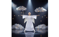 Celestial Costume with Feathered Appendages and Radiant Circlet Lightweight Kids Celestial Dress with Feathered Appendages And
