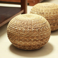Woven Stool Fiber Pouf Handwoven Floor Cushion for Living Room, Entryway