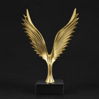 Gilded Eagle Statue Layered Feathers Winged Eagle Figurine Resin