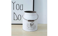 Decorative Iron Pail Distressed Finish Rustic Metal Pail