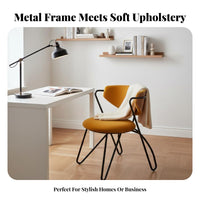 Upholstered Metal Frame Chair utilitarian Look Upholstered Armchair with Metal Legs Padded Seat Minimalist Aesthetic for Kitchen