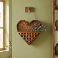 Wall-Mounted-Heart Basket Handwoven Wall Storage Basket Material Home Decor for Indoor