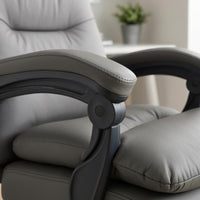 PU Leather Executive Chair Gray High Back Office Chair Upholstered for Study Room