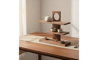 Multi-Tier Tea Set Display Rack Stable Structure Chinese Style Curio Shelf Easy Installation Asymmetrical Desktop Bookshelf for Living Room